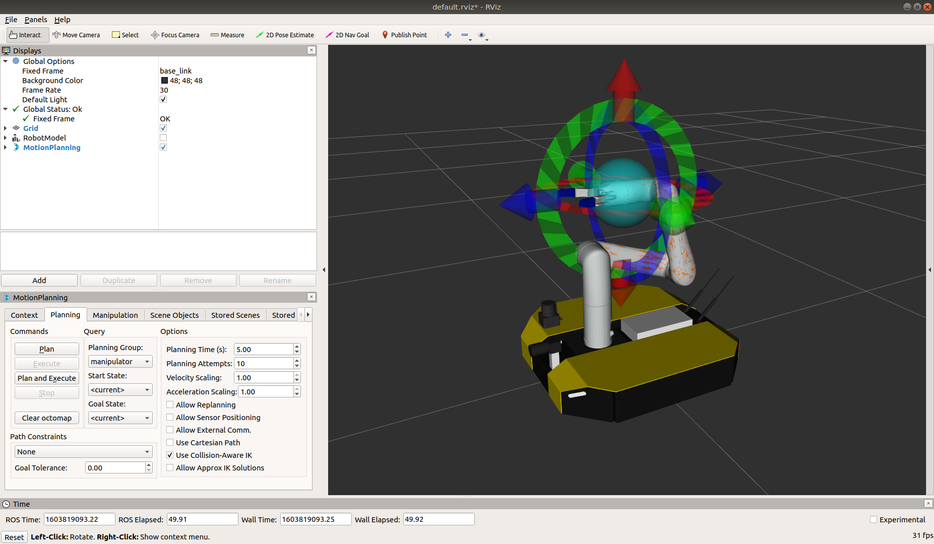 Moveit motion planning in Rviz