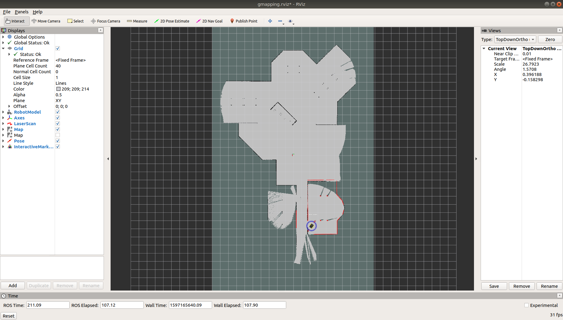 Jackal building a map of the office with gmapping